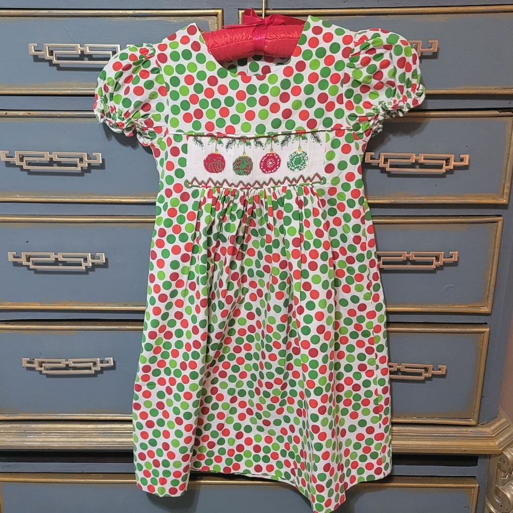 Mommy & Me Christmas Dress hand smocked, sz. 4